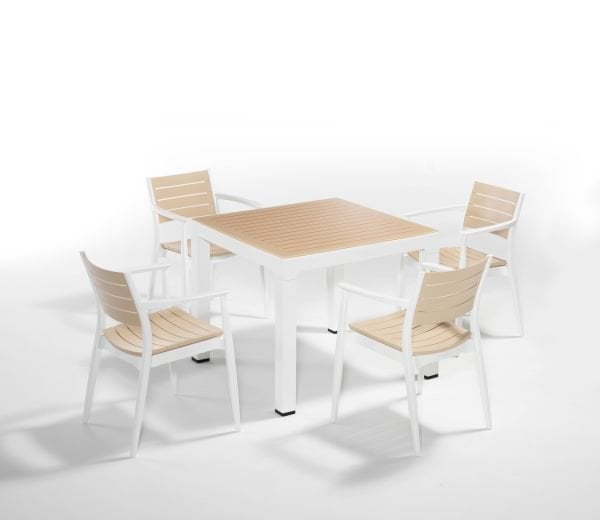 Beyaz Fil Dişi 4 Kişilik Plastik Bahçe Masa Sandalye Seti