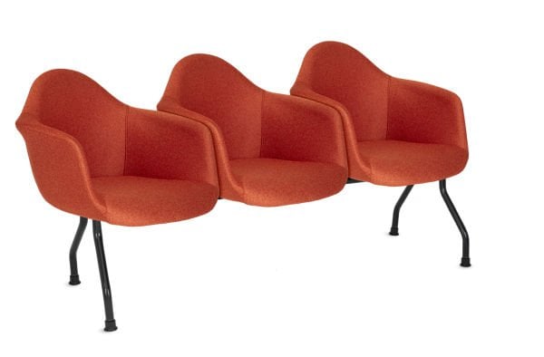 PAPYON Kiremit Kumaş 3 Kişilik Ofis Bekleme Koltuğu | Ergonomik, Şık ve Dayanıklı Metal Ayaklı Bekleme Sandalyesi