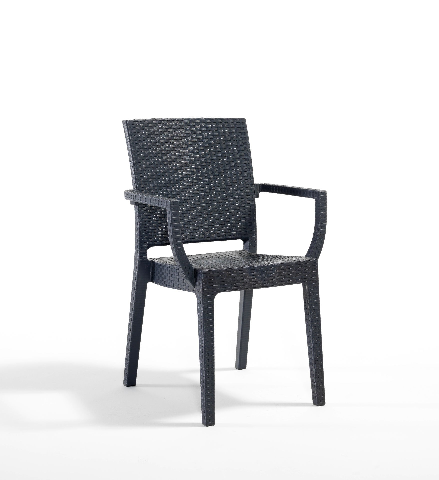 Antrasit Rattan Desenli Kollu Plastik Bahçe Sandalyesi