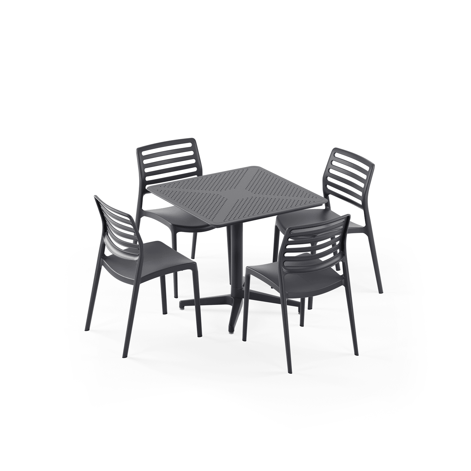 Antrasit Katlanır Bahçe Masa Sandalye Takımı 4 Kişilik 80x80