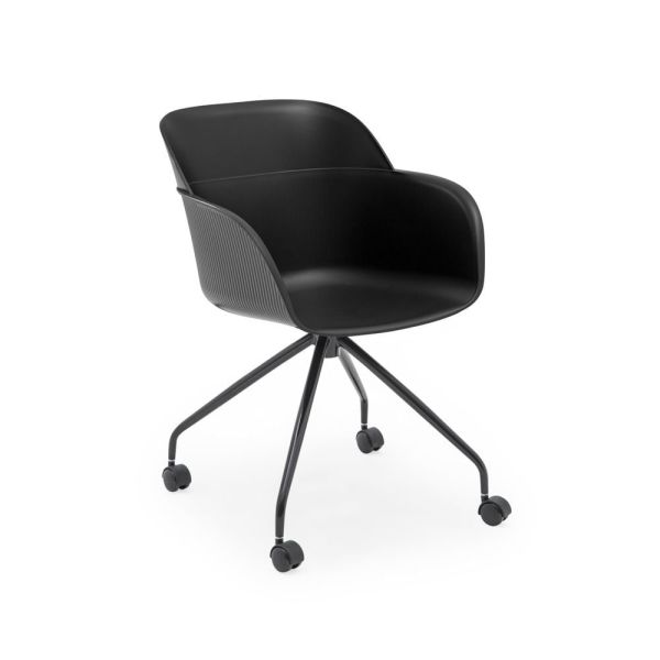 Bintaş Metal Tekerlekli Ayak Modern Siyah Ofis Çalışma Sandalye Modeli