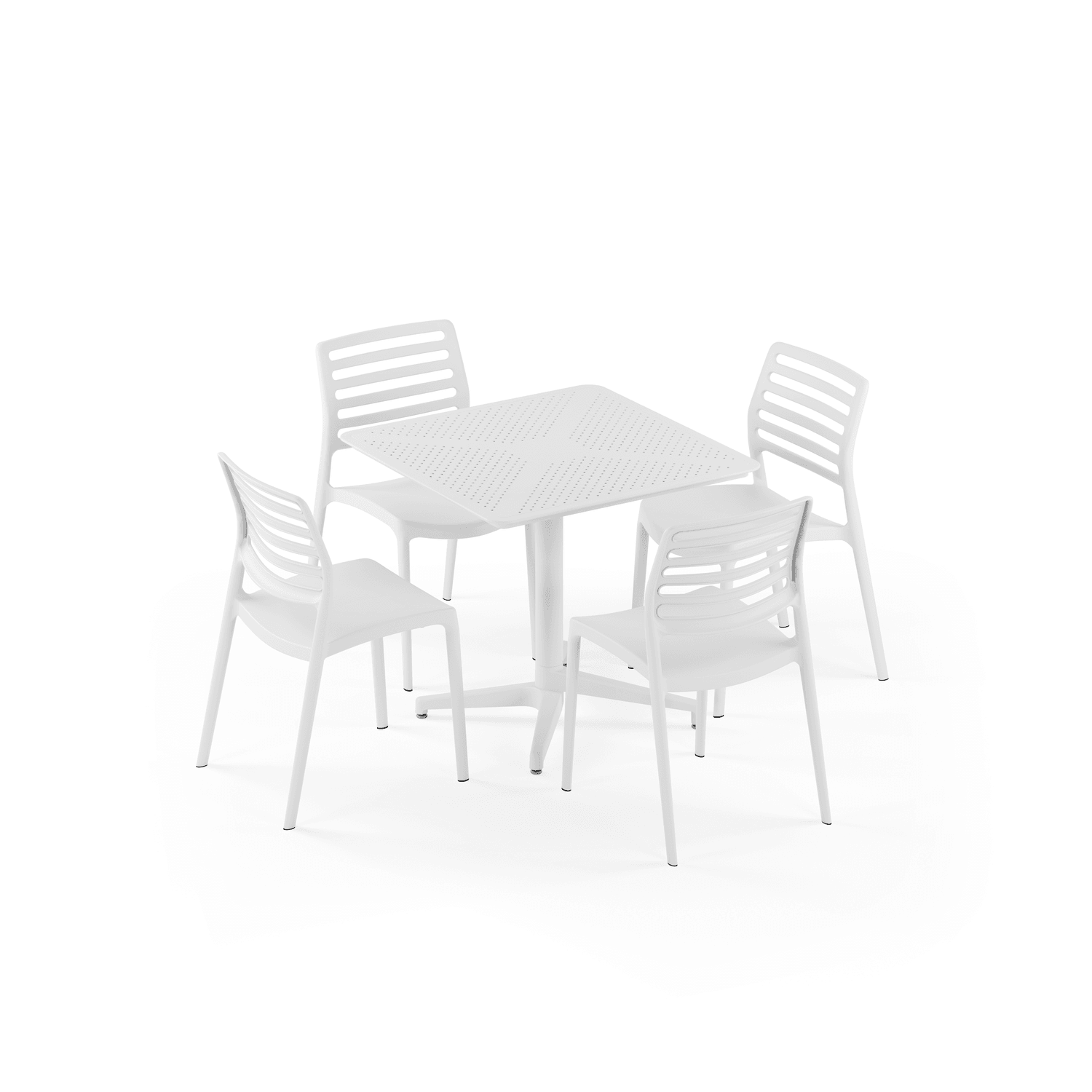 Beyaz Katlanır 4 Kişilik 80x80 Bahçe Masa Sandalye Takımı