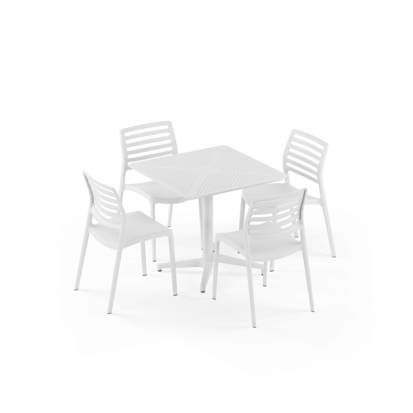 Beyaz Katlanır 4 Kişilik 80x80 Bahçe Masa Sandalye Takımı