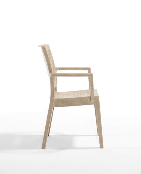 Cappuccino Rattan Desenli Kollu Plastik Bahçe Sandalyesi