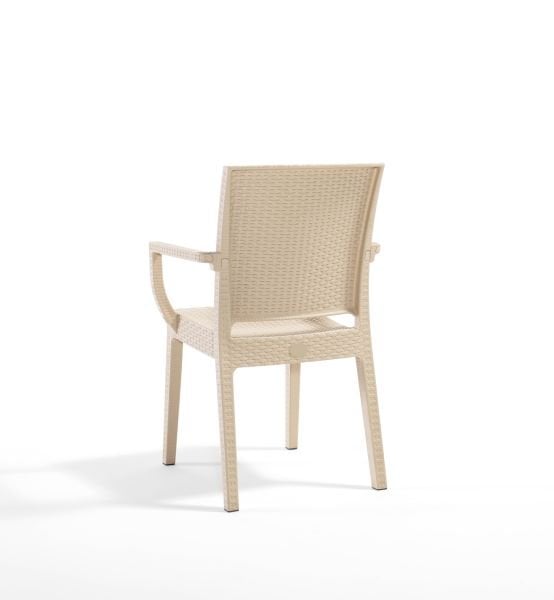 Cappuccino Rattan Desenli Kollu Plastik Bahçe Sandalyesi