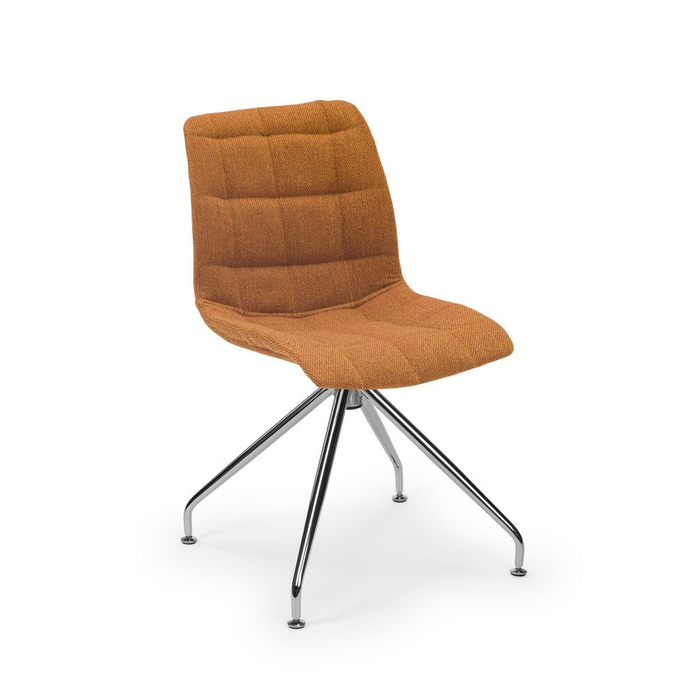 Metal Ayaklı Tekerleksiz Turuncu Kumaş Ofis Sandalyesi