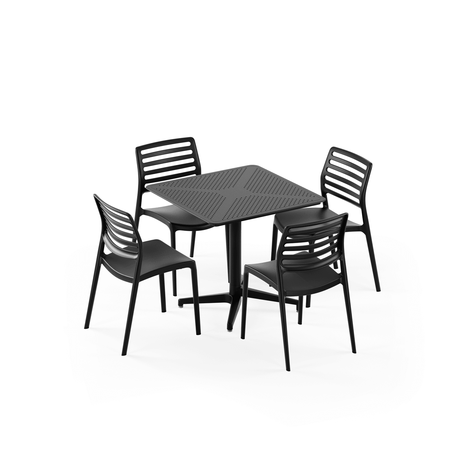 Siyah 80x80 4 Kişilik Bahçe Masa Sandalye Takımı Masa Seti