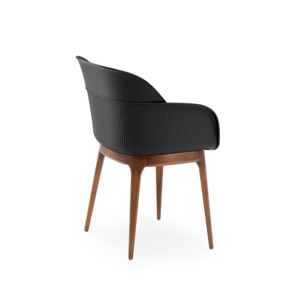 Ahşap Ayak Plastik Modern Siyah Salon Sandalyesi