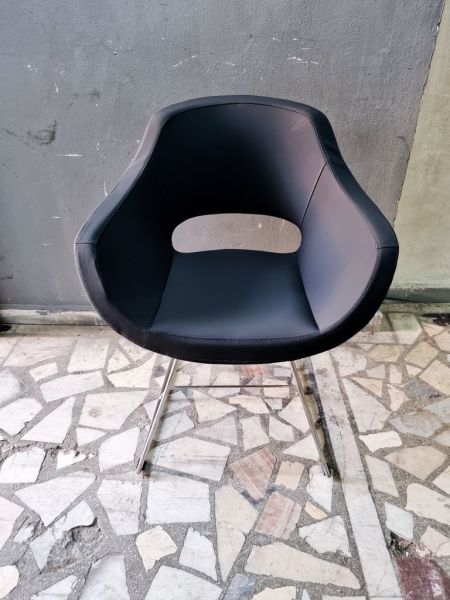 Viva Antrasit Gri Deri Ofis Bekleme Koltuğu