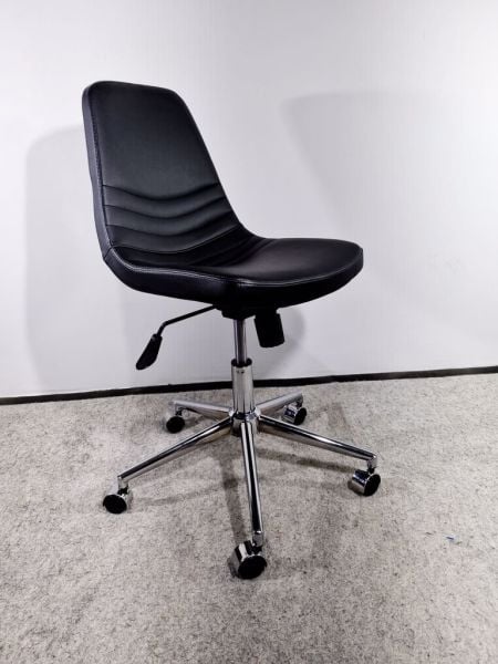 Siyah Deri Ofis Çalışma Sandalyesi