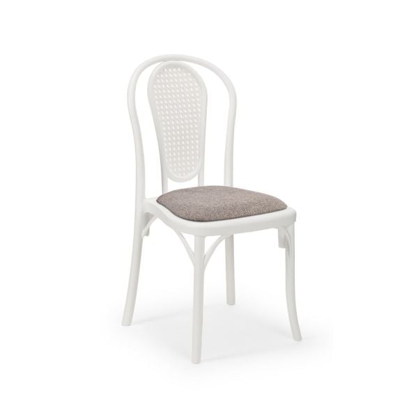 SOZO Mutfak Sandalyesi Beyaz Renk Antrasit Gri Kumaş Hafif İstiflenebilir Ergonomik Model