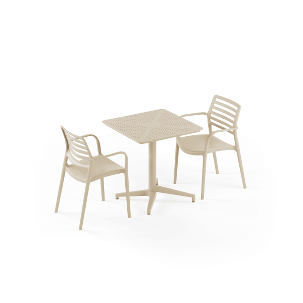 Bej 2 Kişilik Dış Mekan Bahçe Masa Sandalye Takımı