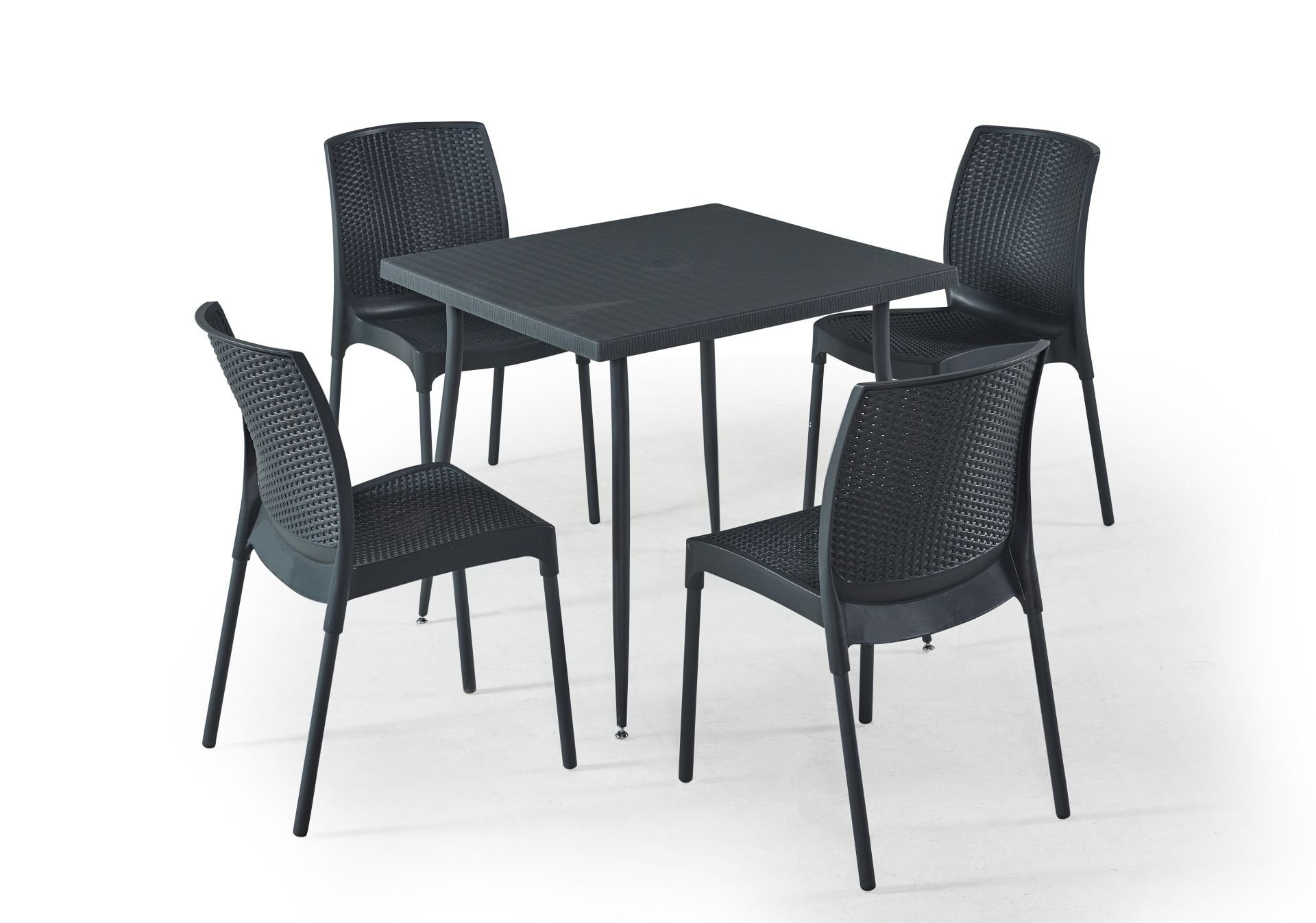 Antrasit Bahçe Masa Sandalye Takımı 4 Kişilik 80x80