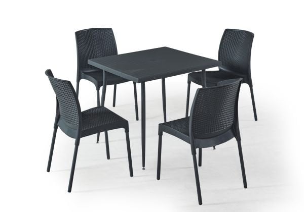 Antrasit Bahçe Masa Sandalye Takımı 4 Kişilik 80x80