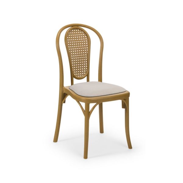 SOZO Salon Sandalyesi Ahşap Rengi ve Antrasit Gri Kumaş Döşemeli Ergonomik Model