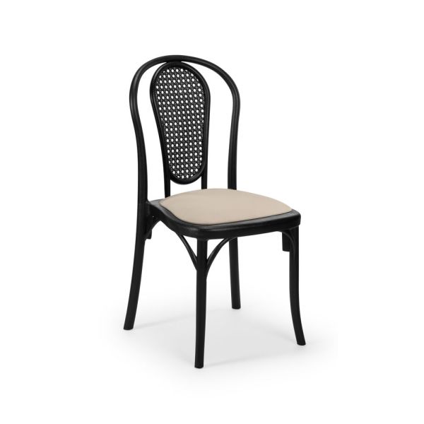 Sozo Sandalye Siyah Krem Kumaş Ergonomik Mutfak Cafe Otel Düğün Modeli