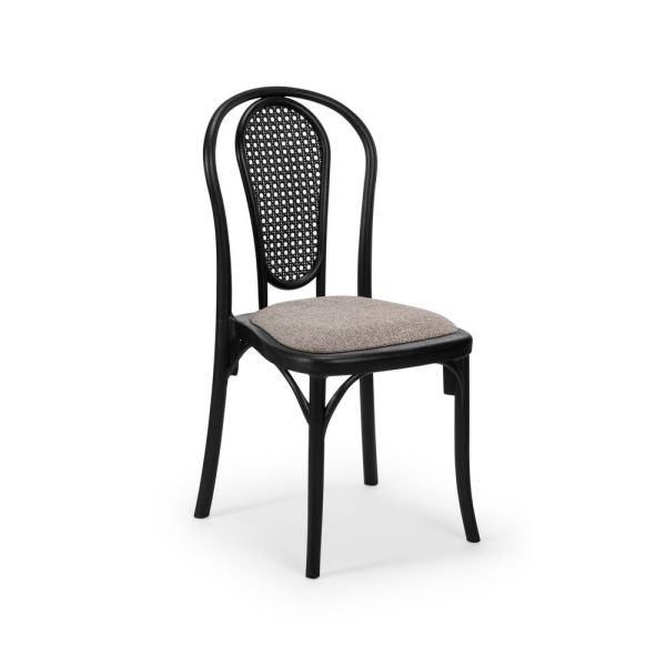 Sozo Sandalye Siyah Krem Kumaş Ergonomik Mutfak Cafe Otel Düğün Modeli