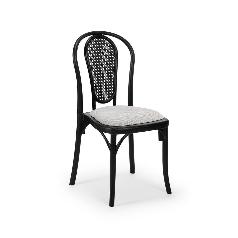 Sozo Sandalye Siyah Krem Kumaş Ergonomik Mutfak Cafe Otel Düğün Modeli