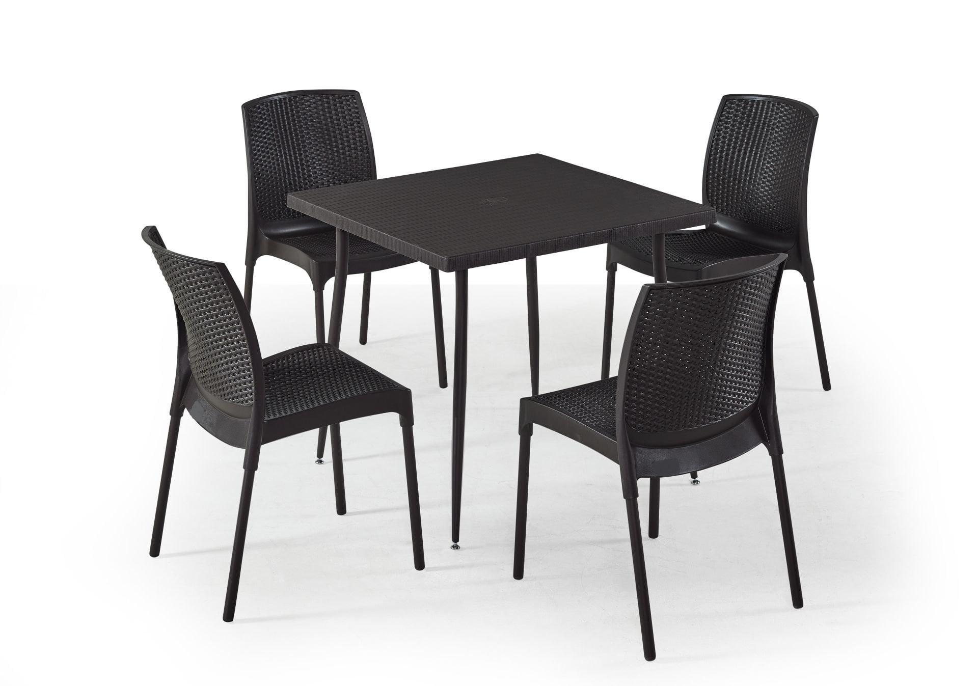 Kahverengi Bahçe Masa Sandalye Takımı 4 Kişilik 80x80