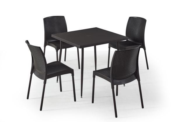 Kahverengi Bahçe Masa Sandalye Takımı 4 Kişilik 80x80