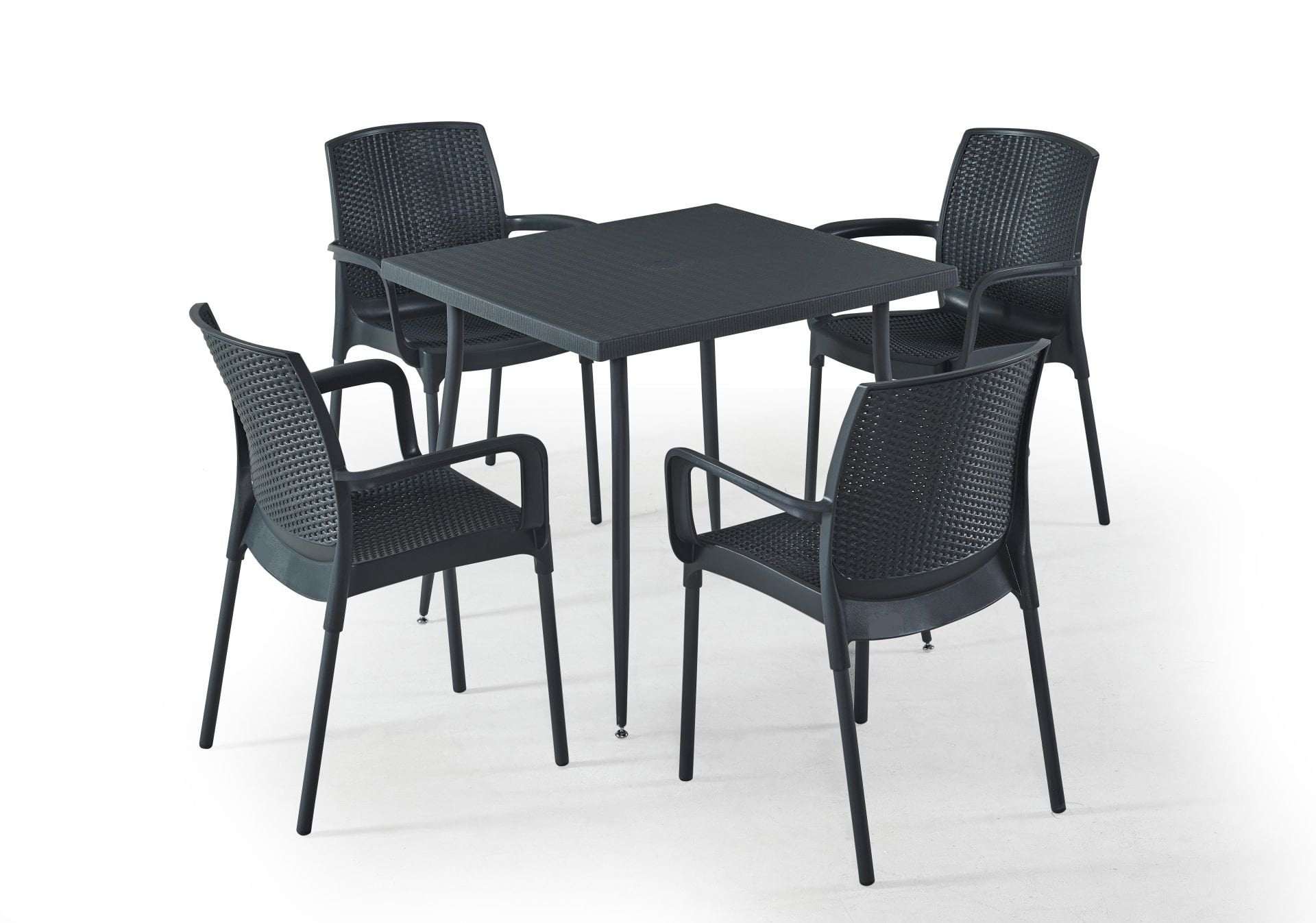 Antrasit Kollu Bahçe Masa Sandalye Takımı 4 Kişilik 80x80