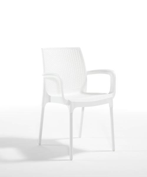 Beyaz Kollu Bahçe Masa Sandalye Takımı 4 Kişilik 80x80