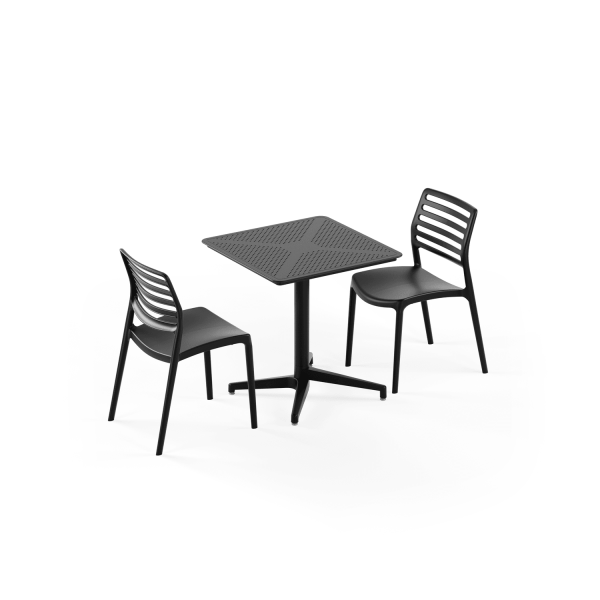 Siyah 2 Kişilik Bahçe Masa Sandalye Takımı 70x70 cm