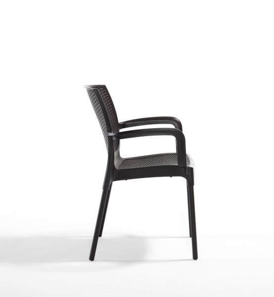 Kahverengi Kollu Bahçe Masa Sandalye Seti 4 Kişilik 80x80