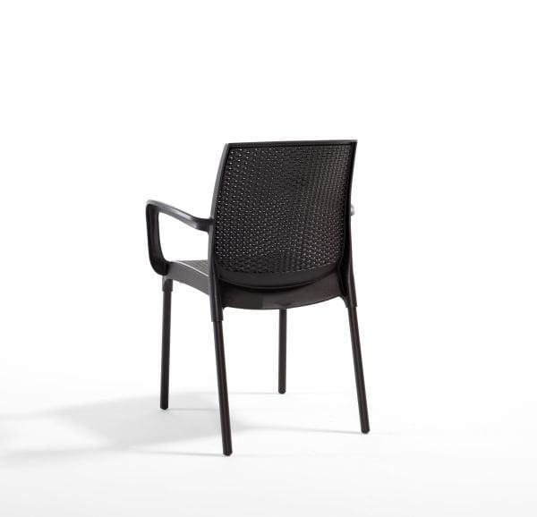 Kahverengi Kollu Bahçe Masa Sandalye Seti 4 Kişilik 80x80