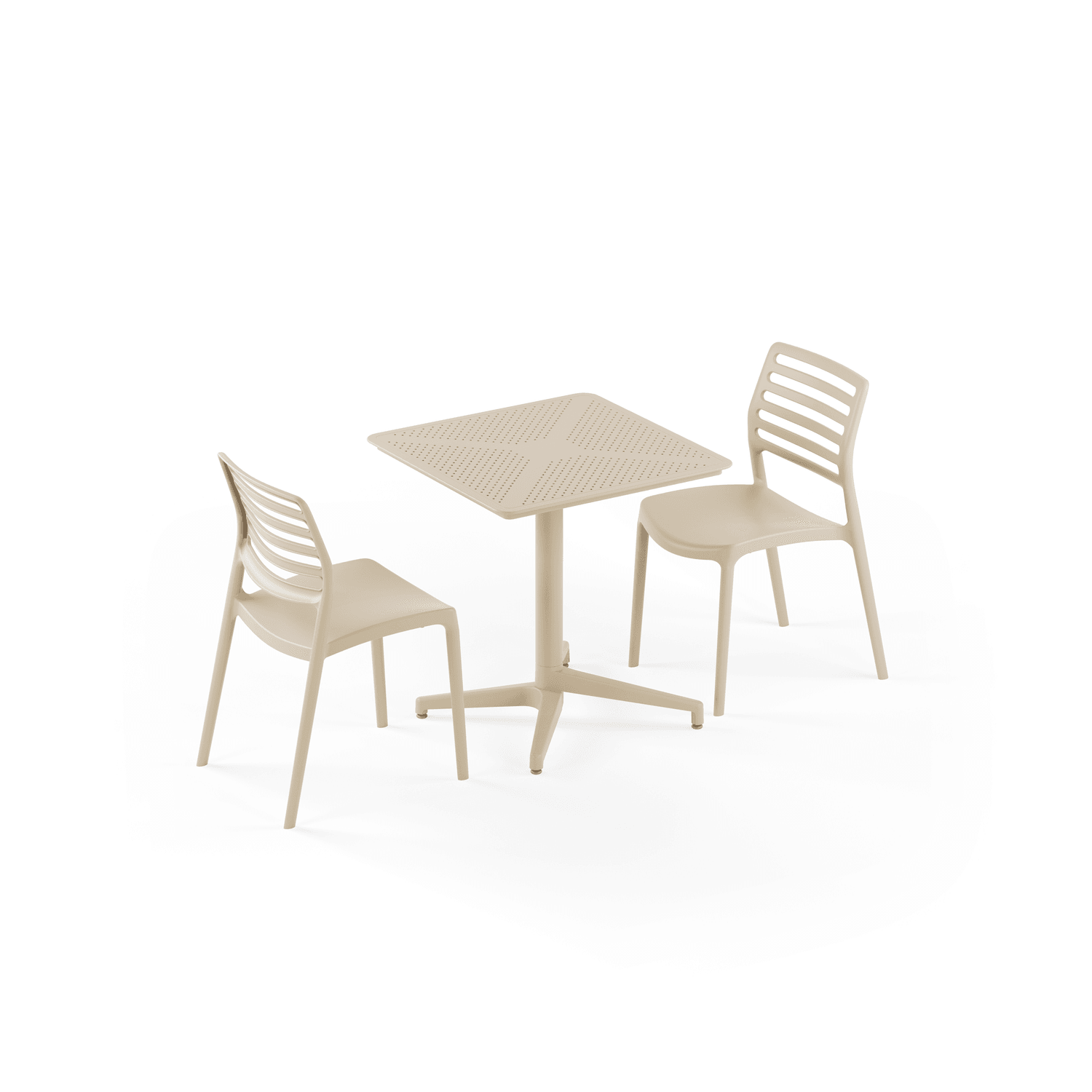 Bej 2 Kişilik Bahçe Masa Sandalye Takımı 70x70 cm