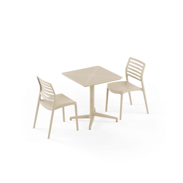 Bej 2 Kişilik Bahçe Masa Sandalye Takımı 70x70 cm