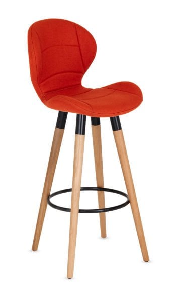 Petra Turuncu Kumaş Ahşap Ayaklı Bar Sandalyesi | Ergonomik, Şık ve Dayanıklı