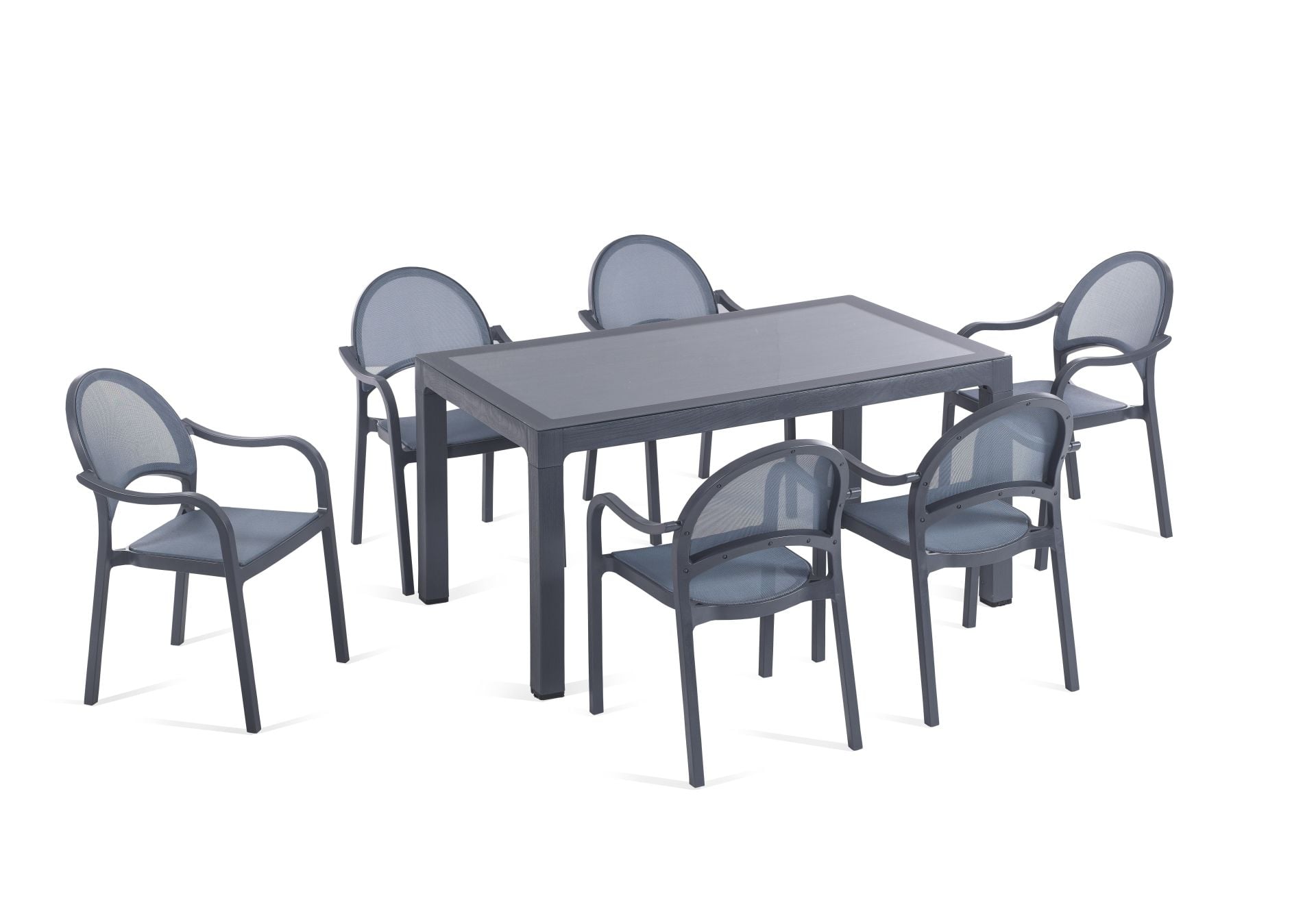 Antrasit Fileli Dış Mekan Bahçe Masa Sandalye 6 Kişilik