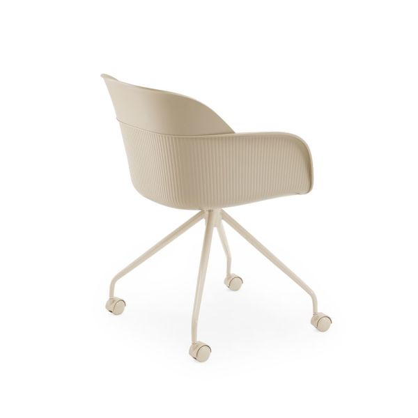 Konforlu ve Şık Metal Ayaklı Bej Renkli Plastik Ofis Sandalyesi