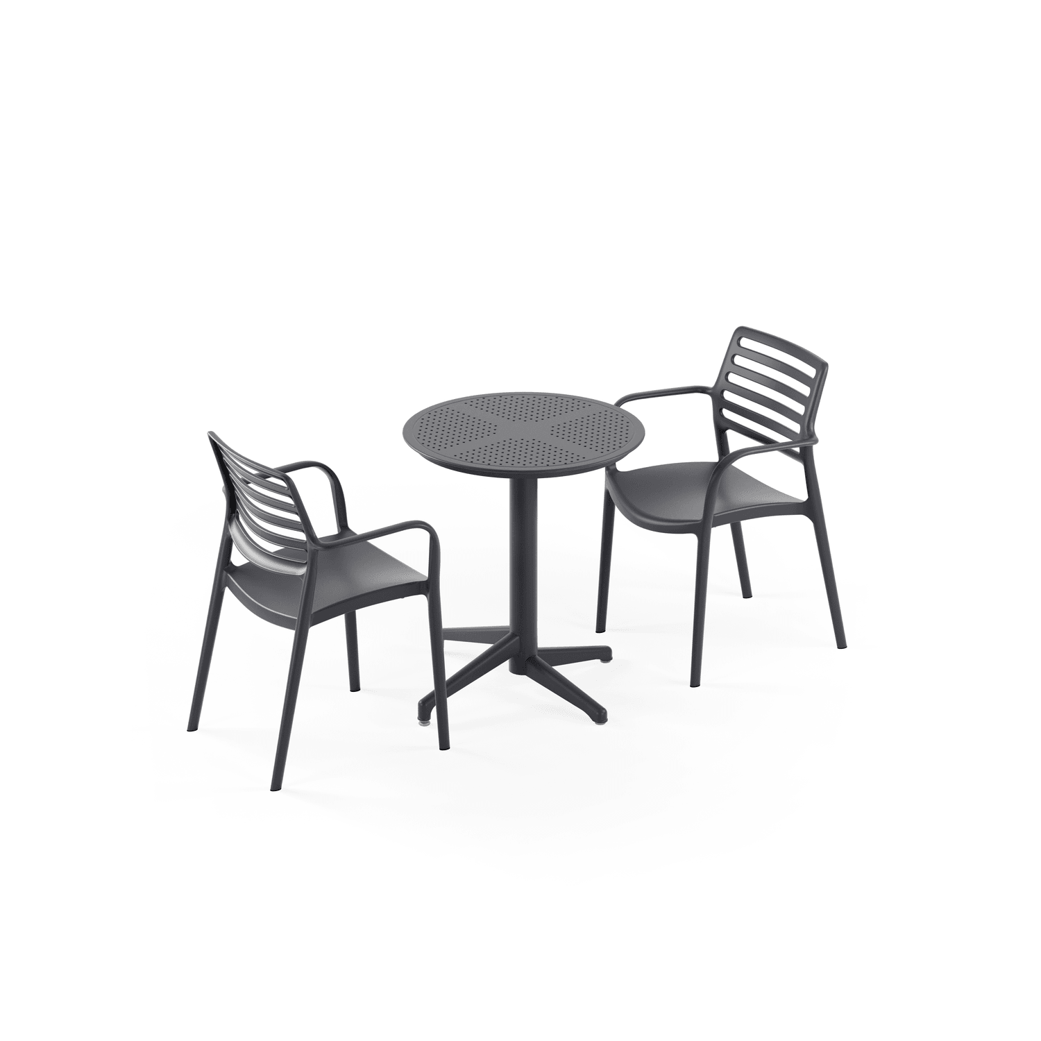 Antrasit 2 Kişilik Bahçe Masa Sandalye Seti 60 cm Yuvarlak