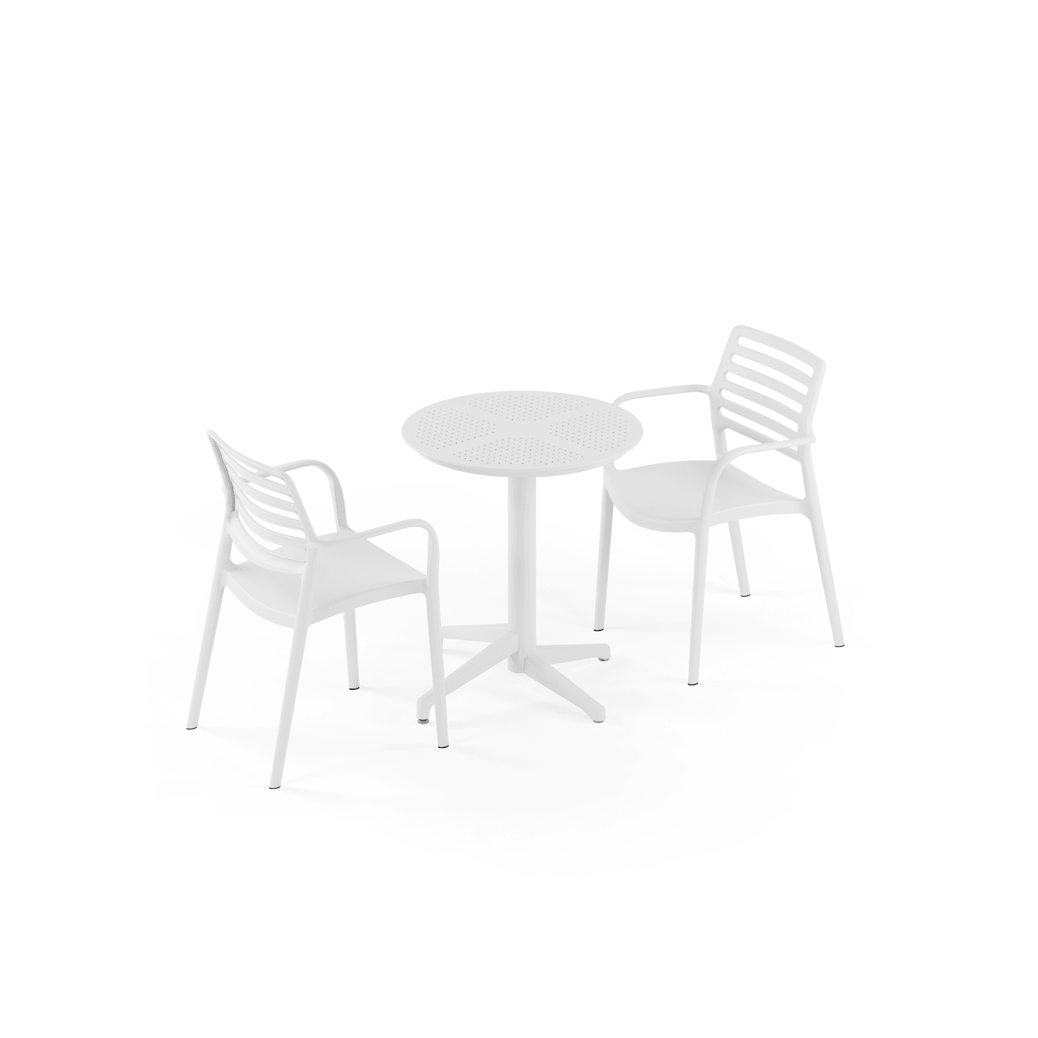 Beyaz 2 Kişilik Bahçe Masa Sandalye Seti 60 cm Yuvarlak