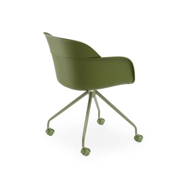 Yeşil Renkli Metal Ayaklı Plastik Haki Ofis Sandalyesi