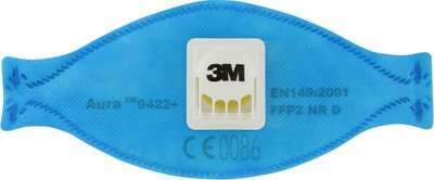 3M 9422 FFP2 Ventilli Toz ve Sis Maskesi (Zımbasız ve mavi)