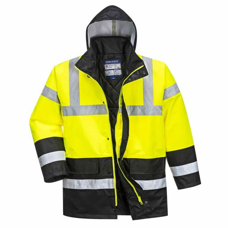 PORTWEST S466 – Hi-Vis Kontrast Trafik Parka Sarı/Siyah İş Ceketi
