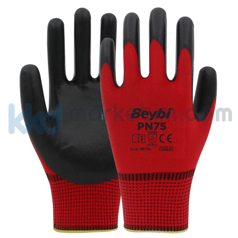 ﻿Beybi PN75 Polyester Örme Nitril Eldiven