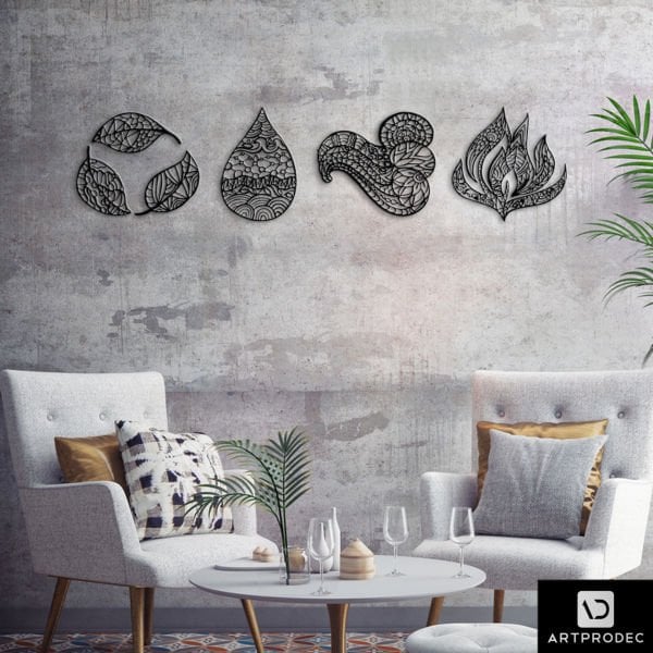 DÖRT ELEMENT ÇİZGİSEL METAL ART