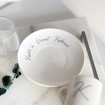 Mermer Damat Kahve Tepsisi - Gümüş