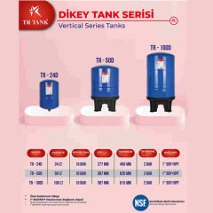 50 Litre Dikey Ayaklı Nsf Membranlı Hidrofor Genleşme Tankı