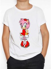 Sonic Amy Rose Çocuk Tişört Beyaz Unisex