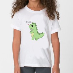 Sevimli Dinozor Çocuk Tişört Beyaz Unisex