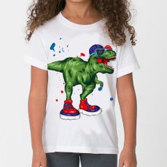 Cool Dinozor Çocuk Tişört Beyaz Unisex