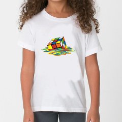 Melted Rubik's Cube Çocuk Tişört Beyaz Unisex