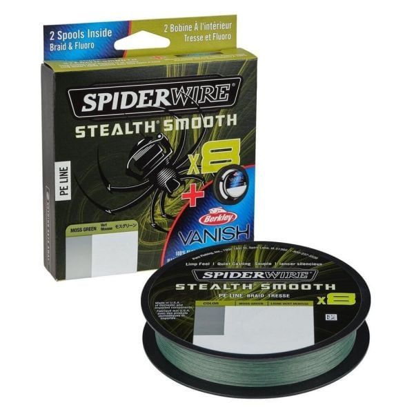 Spider Wire 8 Braid  Fluorocarbon Duo Spool System 150  50m Moss Green/Clear