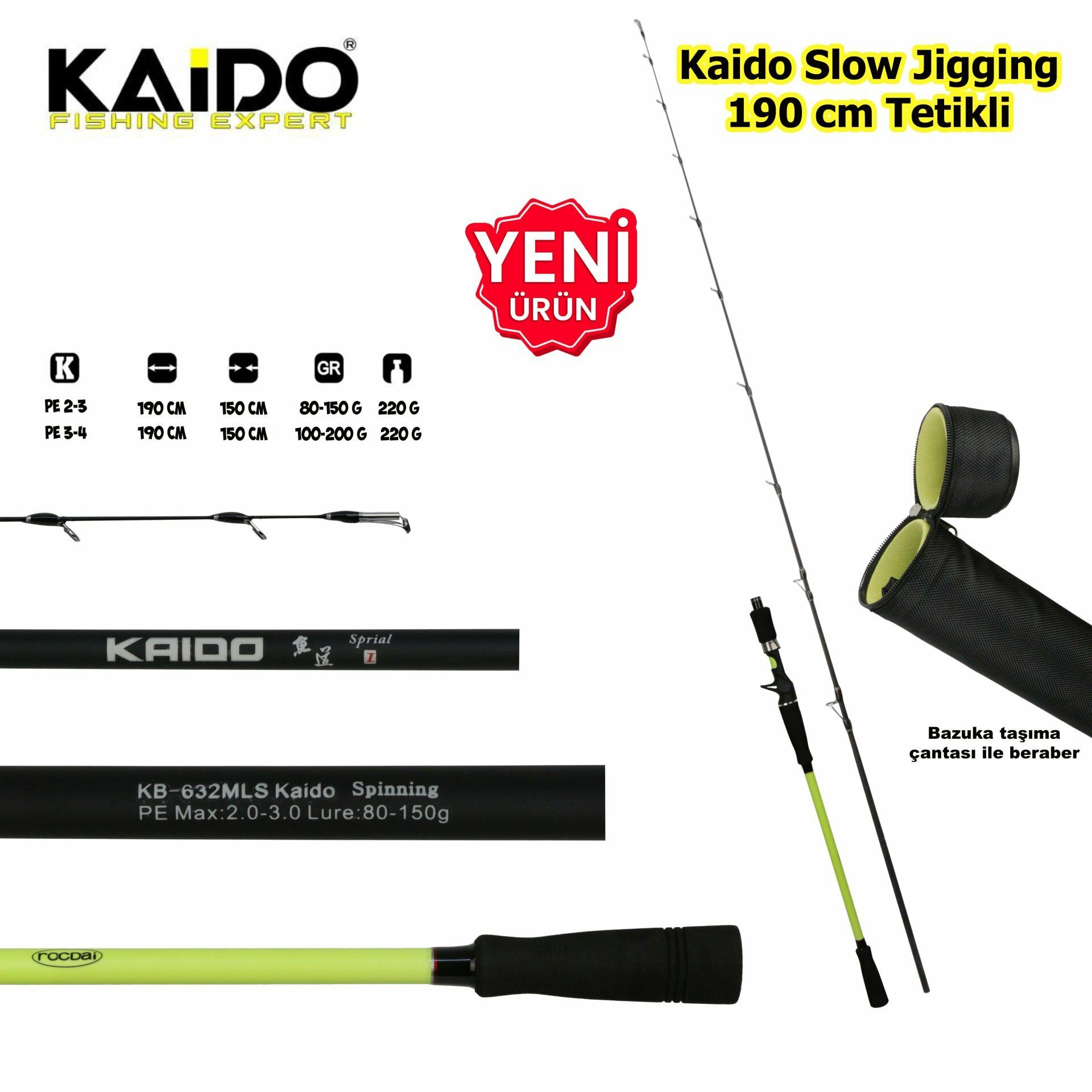Kaido Slow Jig Kamışı 190 cm Tetiksiz PE 3-4 TETİKLİ