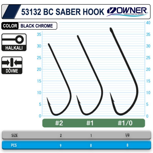 Owner 53132 Saber Hook Black Chrome İğne 1